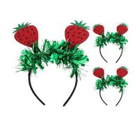PRETYZOOM Cerchietti Frutta a Forma di Fragola 3 Pezzi per Atmosfera Estiva, Accessori Party in Feltro e Plastica Comodi che Prevengono la Tensione sui Chioma, per Compleanni e Giornate