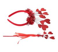 PRETYZOOM Cerchietto Cuore e Bacchetta Fatata Rossa con Paillettes per San Silvestro Decorazione Capelli Elegante per Feste Matrimoni e Compleanni Regalo Romantico Donna