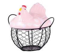 PRETYZOOM Cestino Per La Frutta in Ferro Da Cucina Per Riporre Snack E Giocattoli Con Coperchio A Forma Di Gallina Materiale Durevole.