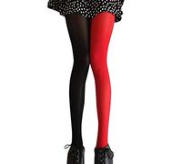 PRETYZOOM Collant da donna a due toniche per feste di Natale, carnevale Fiesta Party, Nero e rosso, L