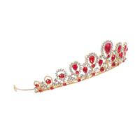 PRETYZOOM Corona Barocca per Chioma Strass a Goccia, Leggera e Raffinata, Accessorio Elegante per Sposa e Feste Serali in Lega e Cristalli Rossi