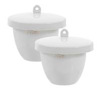 PRETYZOOM Crogiolo in Ceramica Bianco da 70ml con Coperchio Resistente alle Alte Temperature, Facile da Pulire, per Sintesi Chimica e Ricerca, Confezione da 2 Pezzi