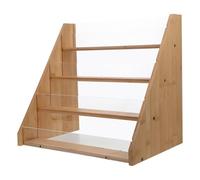 PRETYZOOM Espositore Portabiglietti D’Auguri in bambù e Acrilico, Organizer Multifunzione a Livelli per Biglietti, Cartoline e Foto, Porta Biglietti Compatto per Matrimoni, Compleanni