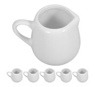 PRETYZOOM Mini Brocche per Panna e Salse in Ceramica Bianca con Manico 50 Ml Set da 6 Pezzi, Contenitori Versatori Ergonomici per Caffè, Latte e Condimenti, Adatti per Uso Quotidiano