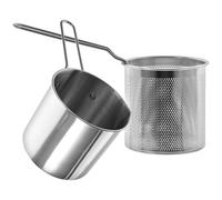 PRETYZOOM Pentola Friggitrice Acciaio Manico Antiscivolo Set Mini Contenitore per Frittura Facile da Pulire Portatile per Piccole Cucine e Uso