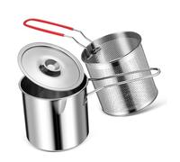 PRETYZOOM Pentola Friggitrice in Acciaio con Filtro Olio e Compatto con per Friggere per Cucine Piccole e Cottura Versatile