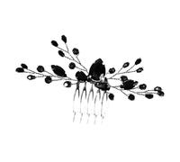 PRETYZOOM Pettine per Chioma Cristalli Neri da Sposa e Damigella Accessori Decorativi per Acconciature Semi Raccolte Copricapo Elegante Fatto a Mano per Matrimoni e Occasioni Speciali