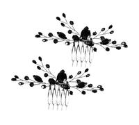 PRETYZOOM Pettini Laterali per Chioma da Donna Vintage Strass Neri, Set 2 Pezzi Accessori Decorativi per Chioma da Sposa e Damigelle, Decorazioni Eleganti per Matrimonio e Festa Nuziale