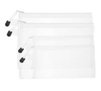 PRETYZOOM Set 4 Pezzi Buste Porta Documenti in Rete Cerniera Sigillata Bianco, Organizer per Ufficio in Nylon e Lega di Alluminio, per Cosmetici e Giornali