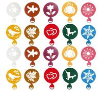 PRETYZOOM Set da 20 Stencil per Decorare Caffè e Biscotti in Plastica Riutilizzabile, Stencil da Forno per Latte Art e Spray Cappuccino, Modelli per Decorazioni Dolci e Bevande