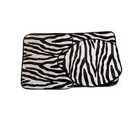 PRETYZOOM Set Da Toilette 3 Pezzi Copriwater Pedana e Tappetino Da Bagno Zebrato in Tessuto Morbido Poliestere 45x75 Cm Lavabile in Lavatrice Per Decorazione Wc e Bagno