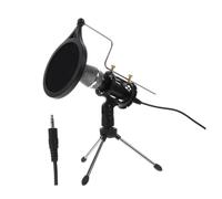 PRETYZOOM Set Microfono a Condensatore con Treppiede e Supporto, Kit Microfono per Lezioni Online, Podcast e Trasmissione in Diretta, Compatibile con Computer e Smartphone, Colore Nero