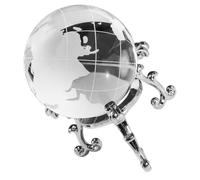 PRETYZOOM Sfera di Cristallo Terra 60mm con Supporto Metallico | Oggetto Decorativo da Tavolo, Design Minimal Moderno, Fermacarte Stabile e Facile da Spostare, per Ufficio