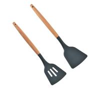 PRETYZOOM Spatole in Silicone da Cucina Antiaderenti 2 Pezzi Manico in Legno, Resistenti Alte Temperature, Utensili Pratici per Bistecche e Barbecue, Set per Uso Domestico e Professionale
