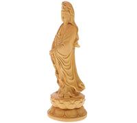 PRETYZOOM Statua Buddha Guanyin in Legno Alta Ornamenta Decorativa Religiosa Per Casa Scultura Feng Shui Resistente e Dettagliata Per Desktop e Giardino Regalo Buddista Elegante