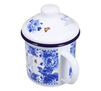 PRETYZOOM Tazza Smaltata con Coperchio Grande Capacità e Presa Eccellente per Casa e Ufficio da 500ml per Tè e Caffè Quotidiano