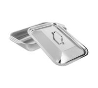 PRETYZOOM Teglia Rettangolare in Acciaio Resistente per Arrosti con Coperchio Profonda per Pesce Carne Forno e Barbecue Robusta e Pratica per Uso Quotidiano