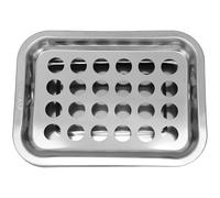 PRETYZOOM Vassoio la Comunione in Acciaio Inossidabile Argento con 24 Fori, Design Rettangolare, Struttura Robusta e Posizionamento Sicuro delle Coppe per Rituali Sacri e Forniture