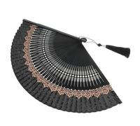 PRETYZOOM Ventaglio Pieghevole Ventagli Sfusi Negozio Ventilatore da Parete Tenuto Ventilatore Elettrico Ventagli da Donna Pieghevoli Ventaglio Fan delle bambù Verde Black