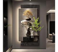 PreuepltrMa Arte da Parete 3D a LED, Decorazione murale 3D con luci LED Albero dei Soldi d'oro con Vaso e Telecomando Texture Sabbia Naturale per Ingresso Soggiorno(B,40 * 80cm/15.75"*31.50"in)