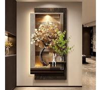 PreuepltrMa Arte da Parete 3D a LED, Decorazione murale 3D con luci LED Albero dei Soldi d'oro con Vaso e Telecomando Texture Sabbia Naturale per Ingresso Soggiorno(D,70 * 140cm/27.56 * 55.12in)