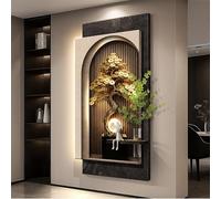 PreuepltrMa Arte da Parete 3D a LED, Decorazione murale 3D con luci LED Albero dei Soldi d'oro con Vaso e Telecomando Texture Sabbia Naturale per Ingresso Soggiorno(C,90 * 180cm/35.43"*70.87"in)