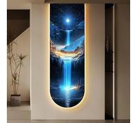 PreuepltrMa Arte da Parete 3D a LED, Decorazione murale 3D con luci LED Cascata Lunare Verticale in Porcellana Cristallo Grande Arte da Parete per Ingresso(D,60 * 180cm/23.62"*70.87"in)