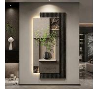 PreuepltrMa Arte da Parete 3D a LED, Decorazione Murale Testurizzata in Pietra Artigianale con Vaso & Mensola Scultura Murale Verticale Oversized per Ingresso Soggiorno(B Sensor,31.50 * 62.99in)