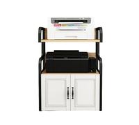 PreuepltrMa Mobiletto Porta Stampante con Cassetto, Scaffale Organizzatore Resistente per Ufficio/Casa, Ideale per Stampanti, Carta A4 e Accessori Uffici(Black frame+light walnut)