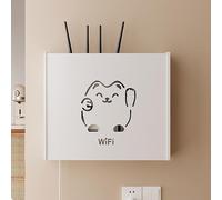 PreuepltrMa Porta Modem da Parete, Cassa per Router WiFi con Design Gatto della Fortuna, Ventilazione e Gestione Cavi, Decorativa per Soggiorno(16.54"x 3.74"x12.20")