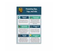 Prevent Accidents Poster, Slip Trip Fall Safety Tips, Motivational Wall Art for Office Decor and Home Living Room(Framed,08x12inch(20x30cm))