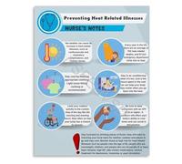 Preventing Heat Related Illnesses Safety Guide Infographic Poster with Nurse Tips Educational Healthcare Wall Decor(Framed,16x24inch(40x60cm))