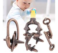 Prevessel Giocattolo con Blocco Puzzle Durevole e Resistente All'usura, Antistress per Adulti e Bambini, Set da 3 Pezzi per gli Appassionati di Puzzle (Set 3 pezzi in lega di zinco versione inglese)