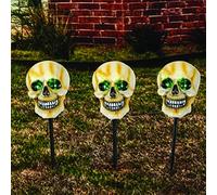 Prevessel Pali Decorativi a Forma di Scheletro di Halloween a LED Solare con Occhi Luminosi per Decorazioni per la Casa Stregata, Giardino Esterno