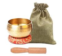 Prevessel - Set di campane da meditazione, tibetane Nepal, con martello e borsa per la cura olistica e il relax