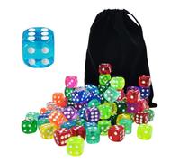 Prevessel Set di Dadi Traslucidi a 6 Facce Durevoli per Giochi da Tavolo e Insegnamento, 100 Pezzi 16 Mm con Custodia con Coulisse per Divertimento in Famiglia e Giochi di società (Albicocca)