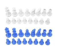 Prevessel Set di Pezzi degli Scacchi Medievali in Plastica Durevoli per la Competizione per gli Amanti degli Scacchi Internazionali Blu e Bianchi da 32 Pezzi