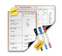 Previs Brand Kit di 2 Lavagne Magnetiche per Frigorifero A3 : Lavagna Magnetica Settimanal + Lavagnetta Magnetica Mensile - Include 3 Penarilli - Ideale per l'organizzazione Ottimale