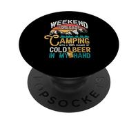 Previsioni del fine settimana 100% di probabilità di birra nella mia mano in campeggio PopSockets PopGrip Adesivo
