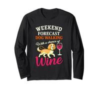 Previsioni del fine Settimana Cane Che Cammina con Una possibilità di Vino Divertente Maglia a Manica