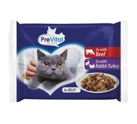 PreVital bustine con manzo, coniglio e tacchino 4 x 100 g