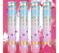 Previvo Cannone per coriandoli in polvere, confezione da 4 pezzi, rosa, per rivelare il sesso del bambino, 100% biodegradabili, fumo in polvere, idee regalo per feste