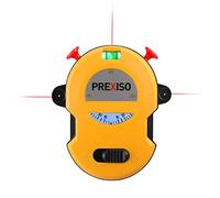 PREXISO Livella Laser, Laser a Linee Multisuperficie con Livelle a Bolla LED, Laser Orizzontale e Verticale da 9m con Base per Montaggio a Parete, 2 Pin, 10 Adesivi e 2 Batterie AA