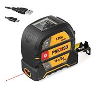PREXISO Misuratore di Distanza Laser 2 in 1, Metro di Nastro Laser Ricaricabile, 40m Misuratore Laser e 5m Metro a Nastro, Retroilluminazione LCD M/In/Ft, per Misurare Lunghezza, Area e Volume