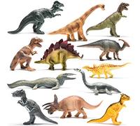 Prextex 12 Dinosauri Giocattoli in Plastica dall'aspetto Realistico per Bambini, Gigante Assortiti Pezzi compreso Indominus Rex, T rex, Giganotosaurus Dinosauro - 25 cm