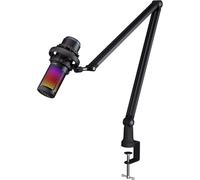 PREYON Microfono PC Gaming RGB USB per Video Social Podcast Condensatore Professionale Streaming con Asta Asmr - Laptop Cantare Registrare Canzoni Micro con Pulsante di Silenziamento - Nero