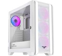 PREYON Nest Windy+ - Custodia per PC bianca con ventole ARGB, elegante case per PC con parte anteriore in rete, supporto ATX/Micro-ATX, USB-C, vetro temperato, design moderno