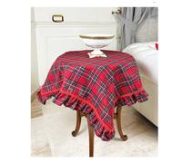 Preziosa Home Centrotavola Natale in Tartan con Frill e Pizzo 90 x 90 Cm Rosso