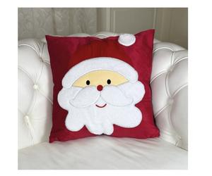 Preziosa Home Cuscino Arredo Velluto Ricamo Gigante Babbo Natale 45 x 45 Cm Rosso