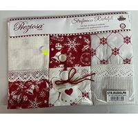 PREZIOSA HOME Set 3 strofinacci Natalizi 50 x 70 cm fantasie di Natale Art. Rudolph ricamato con applicazione e pizzo (CHRISTMAS COLLECTION) VARIANTE 3